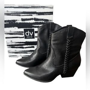 New Dolce Vita Black Braided Western Ankle Boots